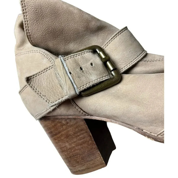 Splendid Tan Soft Suede Slouchy Ankle Boots Front Buckle Block Heel Size 9 Women - Picture 3 of 12